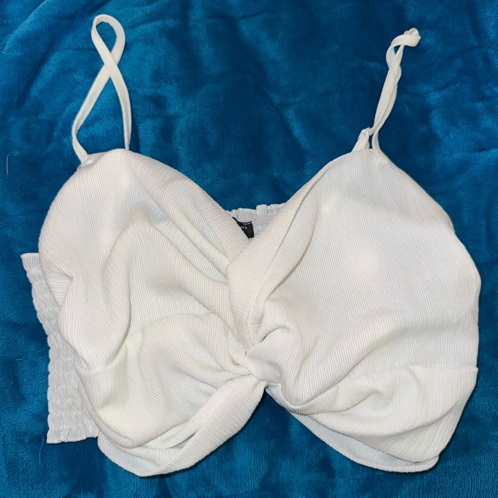 Elegant White Twist-Front Bralette/crop top